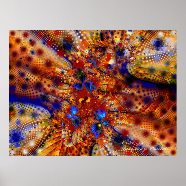 Primary Colours Cool Abstract Fine Fractal Poster (Front)