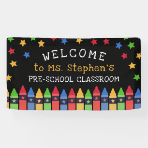 Primary Colours Crayons Welcome Teacher's Classroo Banner
