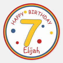 Primary Colours Happy Birthday Number 7