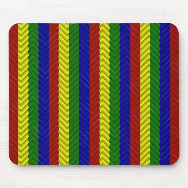 Primary Colours Herringbone Mouse Pad (Front)