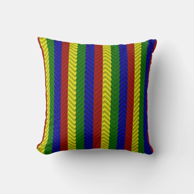 Primary Colours Herringbone-Sq Throw Pillow (Front)