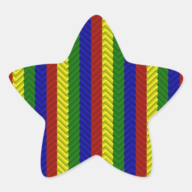 Primary Colours Herringbone Star Sticker (Front)