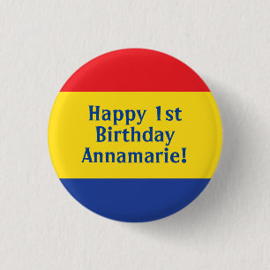 Primary Colours Kid's Birthday Party 3 Cm Round Badge
