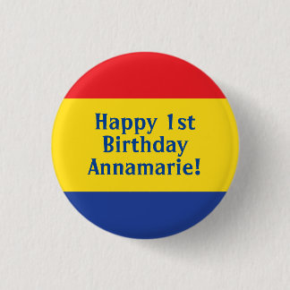 Primary Colours Kid's Birthday Party 3 Cm Round Badge