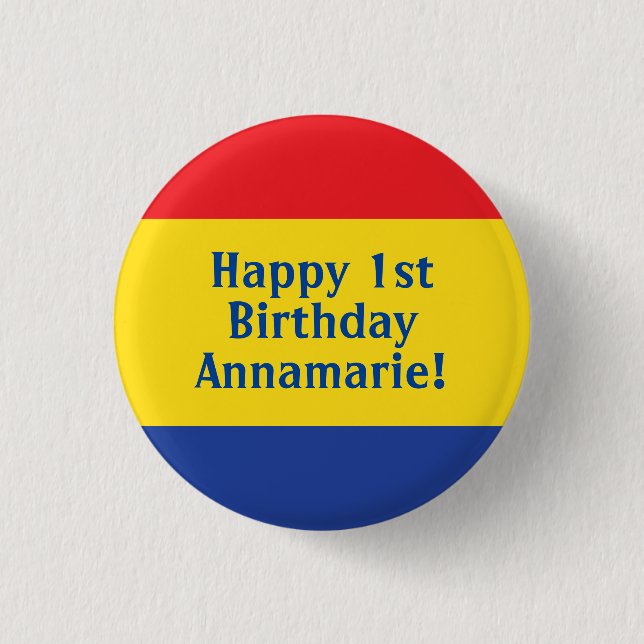 Primary Colours Kid's Birthday Party 3 Cm Round Badge (Front)