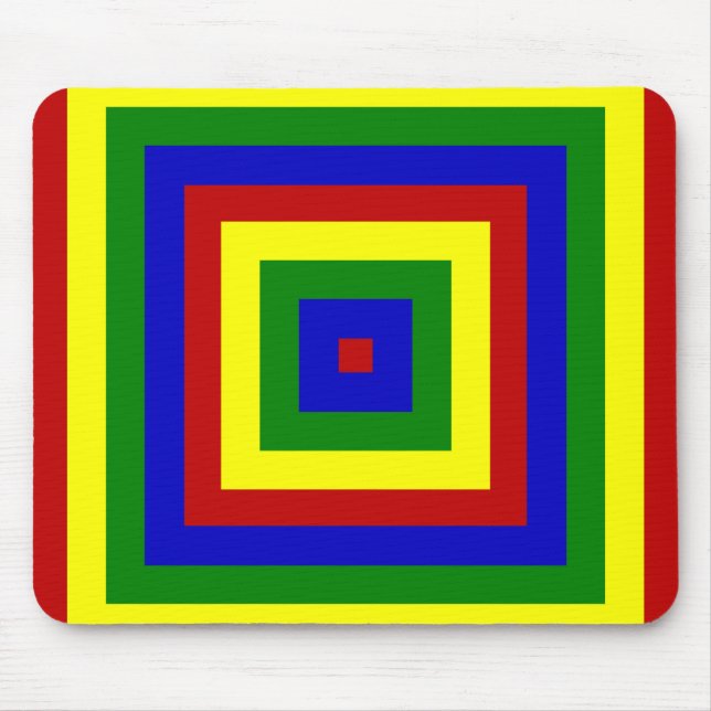 Primary Colours Layered Squares Mouse Pad (Front)