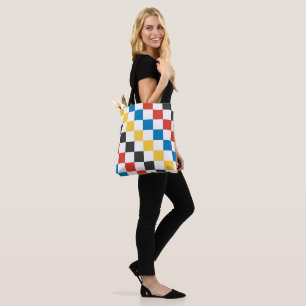 Primary Colours Patchwork Grid Tote Bag