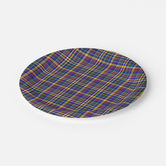 Primary Colours, PLAID 13-PAPER PARTY PLATES (Angled)