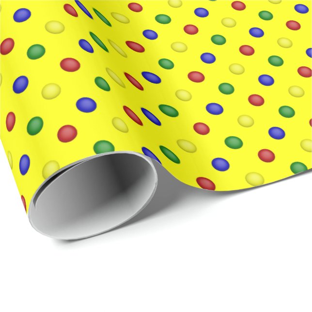 Primary Colours, Polka Dots Yellow GIFT WRAP (Roll Corner)