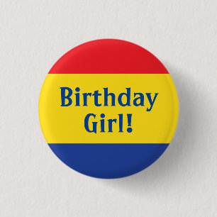 Primary Colours Red Yellow Blue 1st Birthday Party 3 Cm Round Badge