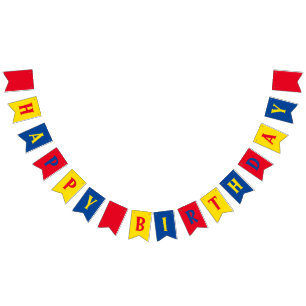 Primary Colours Red Yellow Blue 1st Birthday Party Bunting