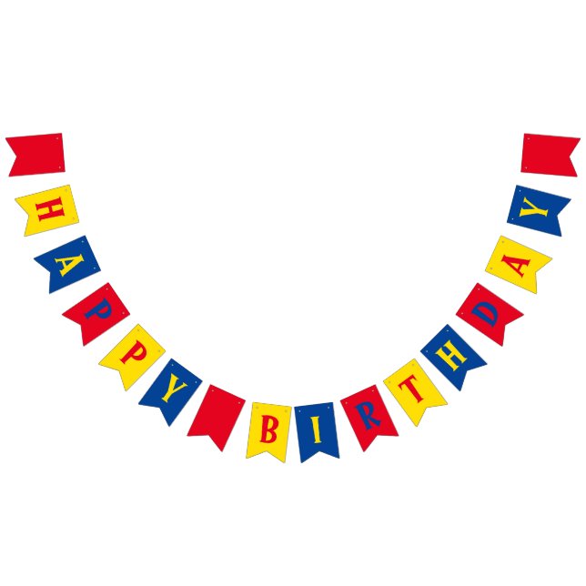 Primary Colours Red Yellow Blue 1st Birthday Party Bunting (All)