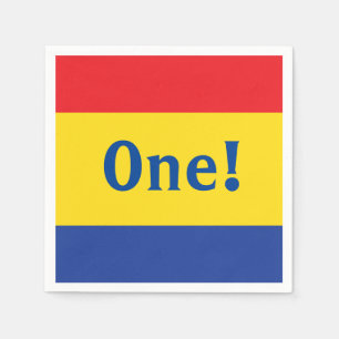 Primary Colours Red Yellow Blue 1st Birthday Party Napkin