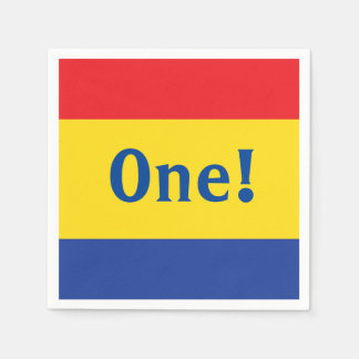 Primary Colours Red Yellow Blue 1st Birthday Party Napkin