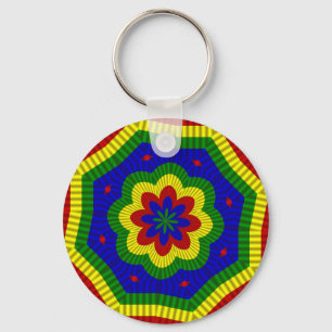 Primary Colours Rolled Flower 1 Key Ring