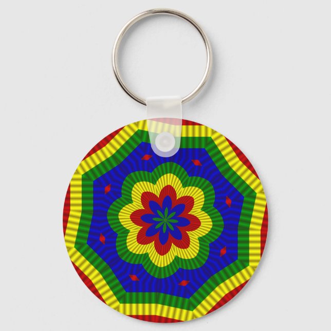 Primary Colours Rolled Flower 1 Key Ring (Front)