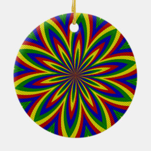 Primary Colours Rolled Flower 2 Ceramic Ornament