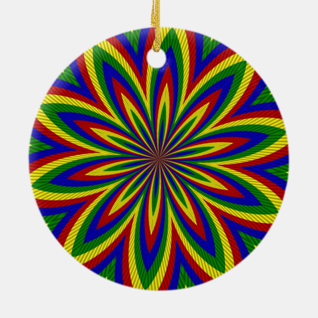 Primary Colours Rolled Flower 2 Ceramic Ornament (Back)