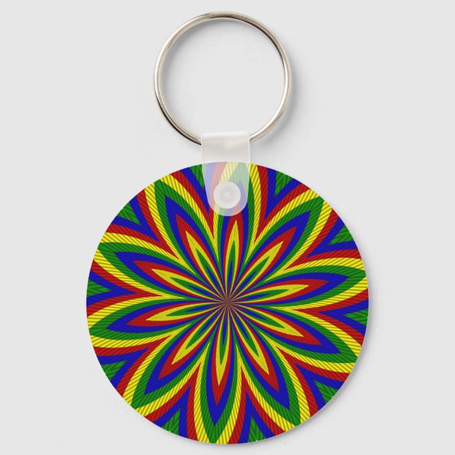 Primary Colours Rolled Flower 2 Key Ring (Front)