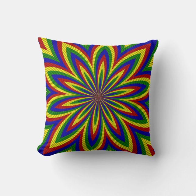 Primary Colours Rolled Flower 2-Sq Throw Pillow (Front)