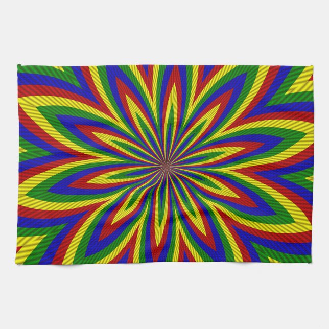Primary Colours Rolled Flower 2 Tea Towel (Horizontal)