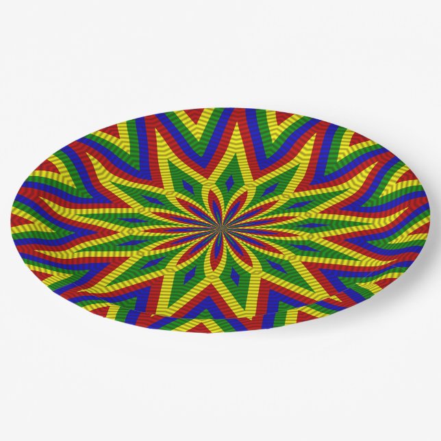 Primary Colours, Rolled Flower 3-Paper Plates (Angled)
