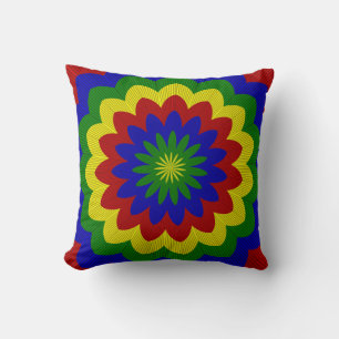 Primary Colours Rolled Flower 4-Sq Throw Pillow