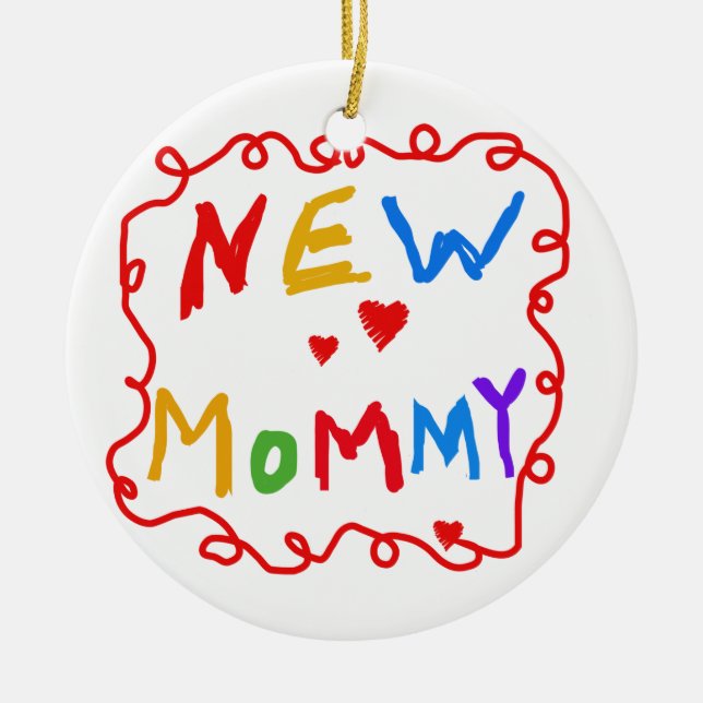 Primary Colours Text New Mummy Gifts Ceramic Ornament (Front)