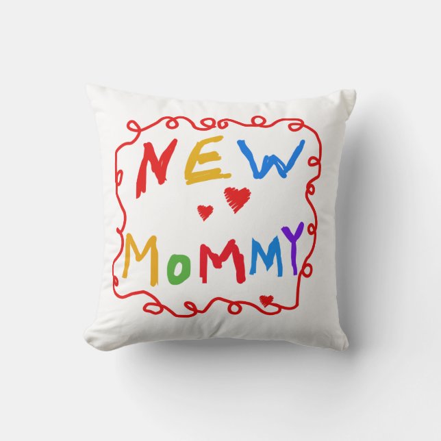 Primary Colours Text New Mummy Gifts Cushion (Front)