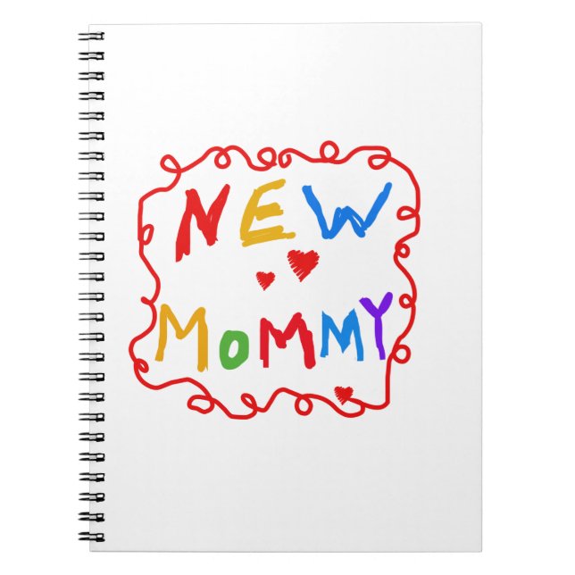 Primary Colours Text New Mummy Gifts Notebook (Front)