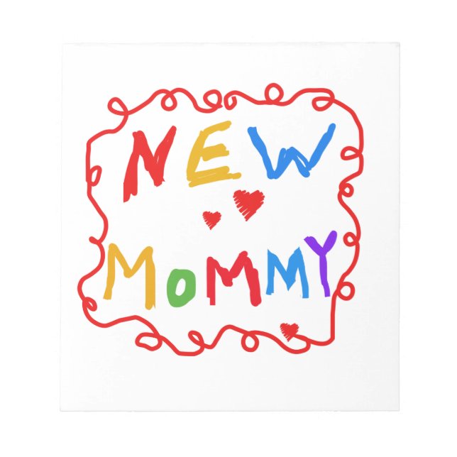 Primary Colours Text New Mummy Gifts Notepad (Front)