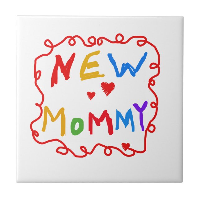 Primary Colours Text New Mummy Gifts Tile (Front)