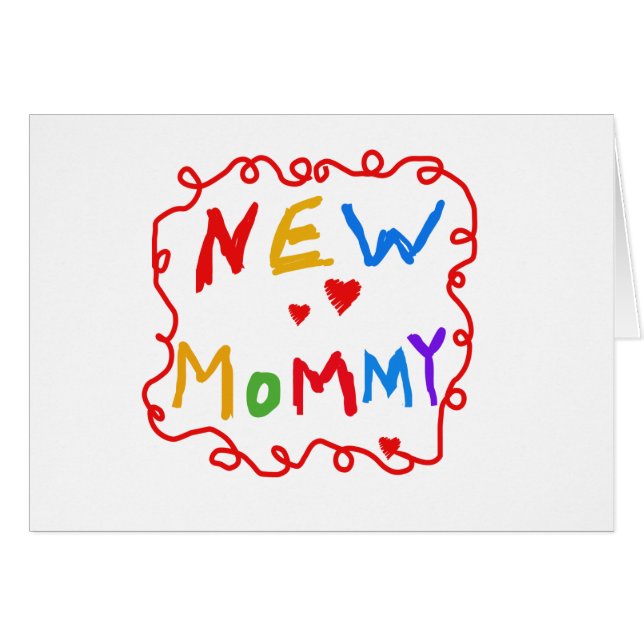 Primary Colours Text New Mummy  Tshirts (Front Horizontal)