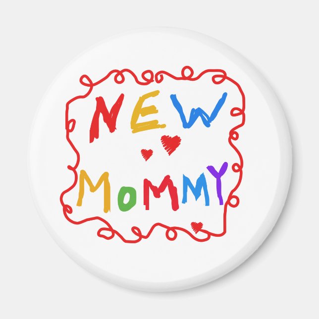 Primary Colours Text New Mummy  Tshirts Magnet (Front)