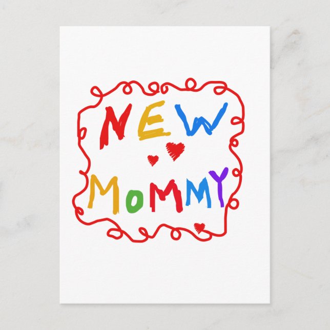 Primary Colours Text New Mummy  Tshirts Postcard (Front)