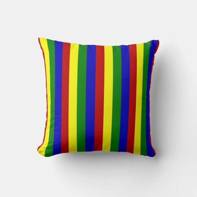 Primary Colours Thin Stripes-Sq Throw Pillow (Front)