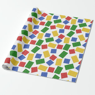 Primary Colours Toy Building Bricks Pattern Print Wrapping Paper
