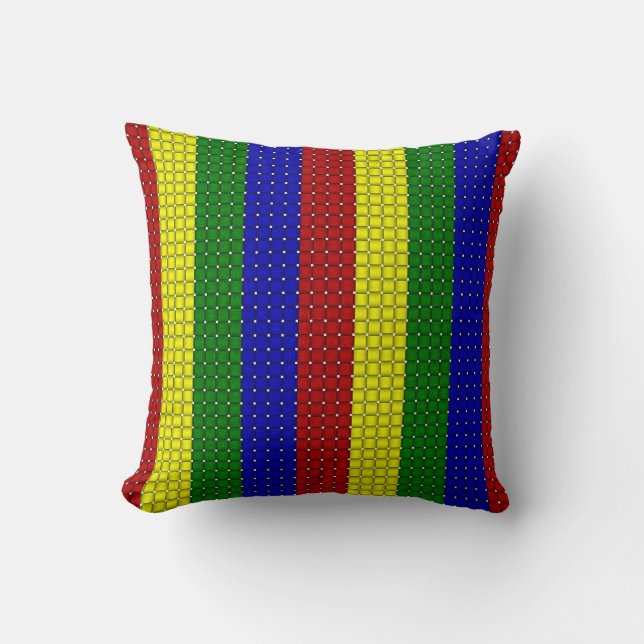 Primary Colours Woven Stripes-Sq Throw Pillow (Front)