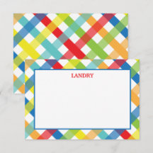 Primary Criss Cross Personalised Flat Note Cards