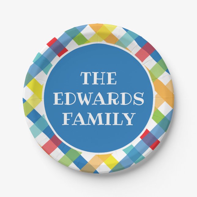 Primary Criss Cross Personalised Party Plates (Front)