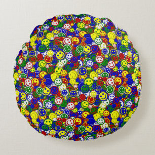 Primary Face Beads-BLUE-ROUND PILLOW
