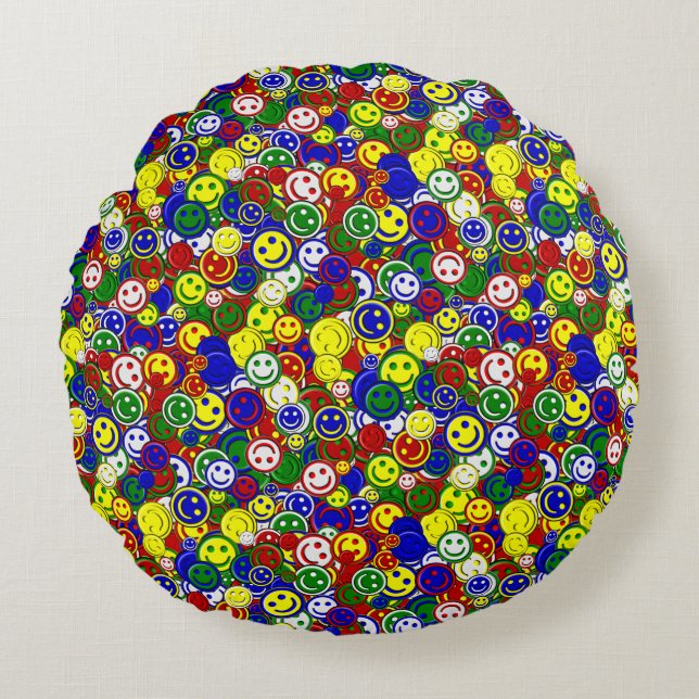 Primary Face Beads-RED-ROUND PILLOW (Front)