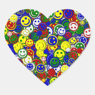 Primary Happy Face Allover Beads Heart Sticker