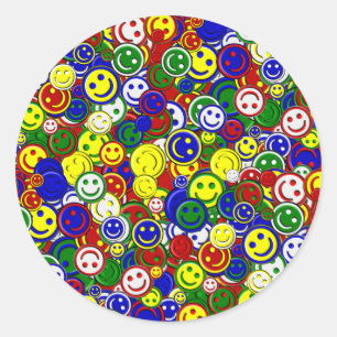 Primary Happy Face Allover Beads,RED-ROUND STICKER