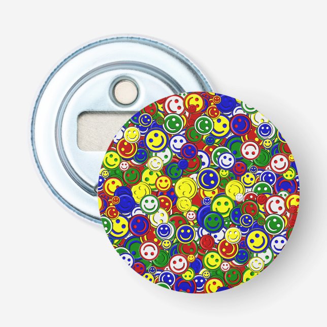 Primary Happy Face Allover Bottle Opener (Front)