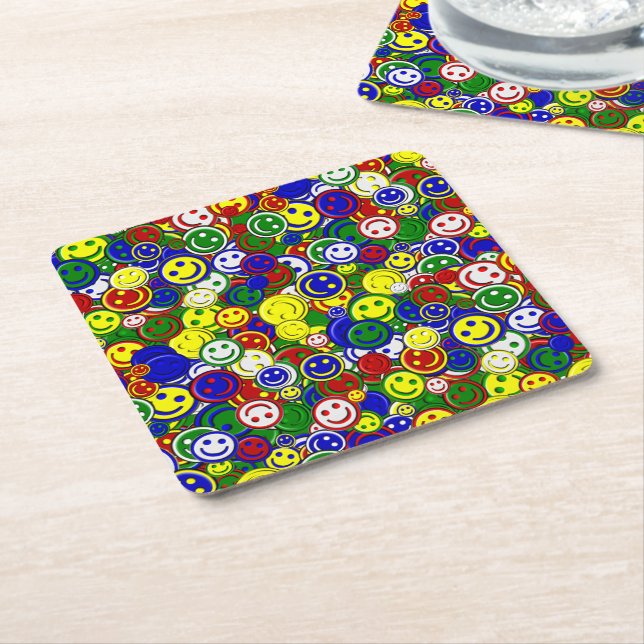 Primary Happy Face Beads,GREEN-PAPER COASTERS (Angled)