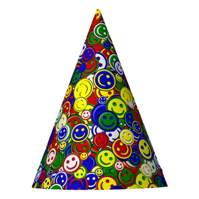 Primary Happy Face Beads,RED-PARTY HATS (Front)