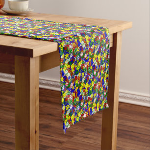 Primary Happy Face Beads,RED-TABLE RUNNER 14x72