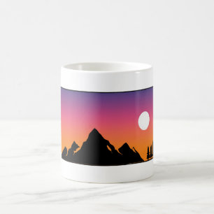Primary: Minimalist Mountain Sunset Silhouette Coffee Mug