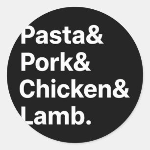 Primary Niche Chicken, Pastaandporkandchickenandla Classic Round Sticker